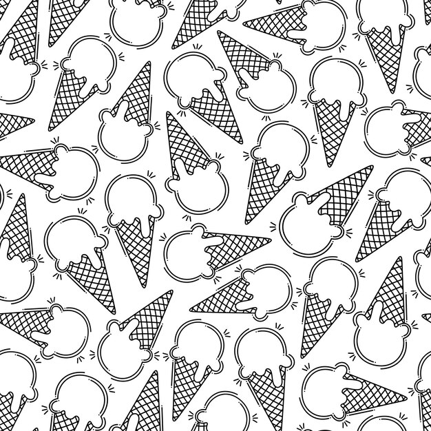 Summer doodle seamless pattern with ice creams