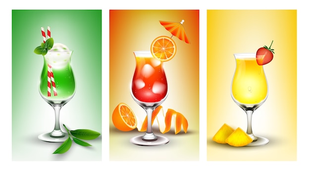 Vector summer drinks cocktail illustration