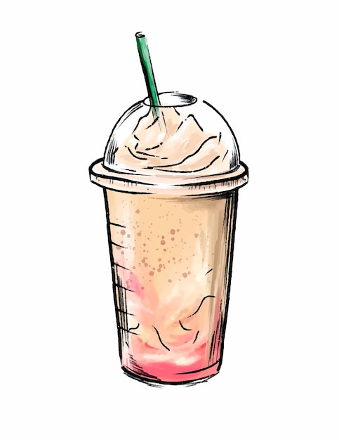 Summer drinks cups coffee milk shake frappe