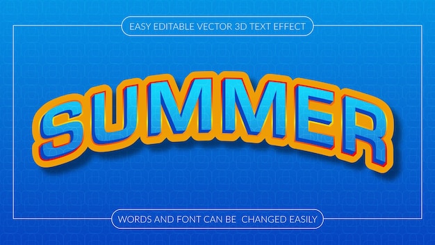 Summer editable 3d text effect with summer typography