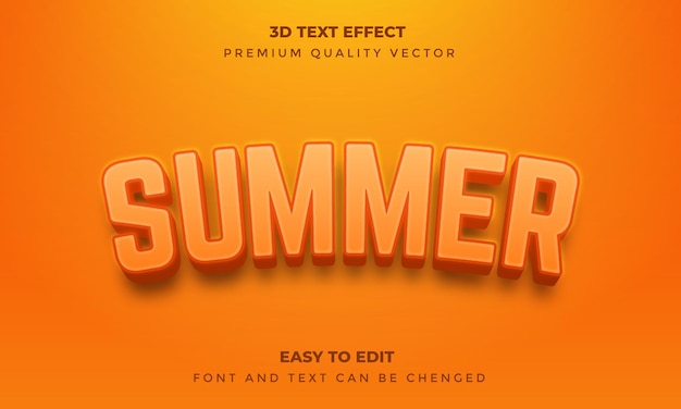 Summer Editable 3d text effects design template with solid backgraund