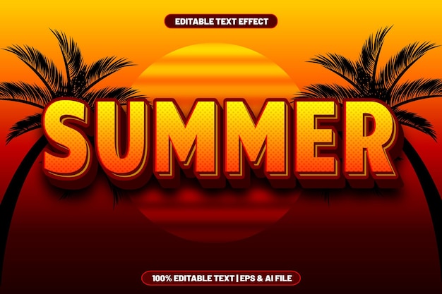 Summer editable text effect cartoon style