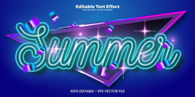 Summer editable text effect in neon trend style