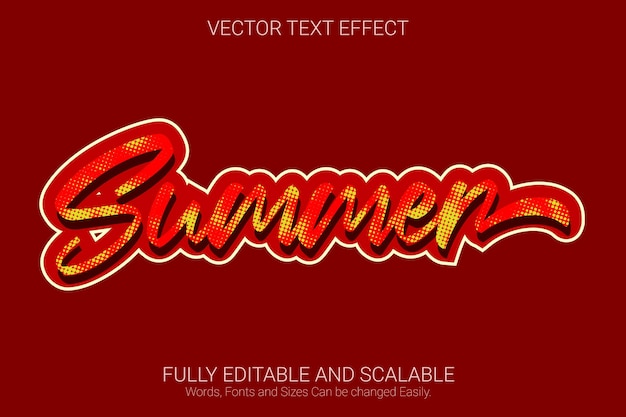 夏の編集可能なテキスト効果、赤い色のテキスト スタイル
