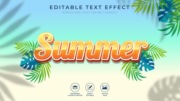 Vector summer editable text effect