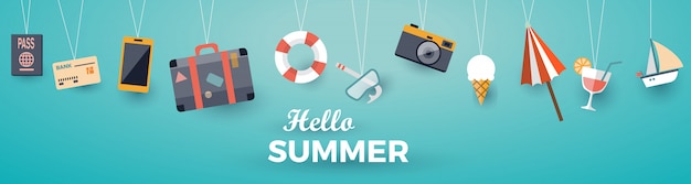 summer elements flat banner