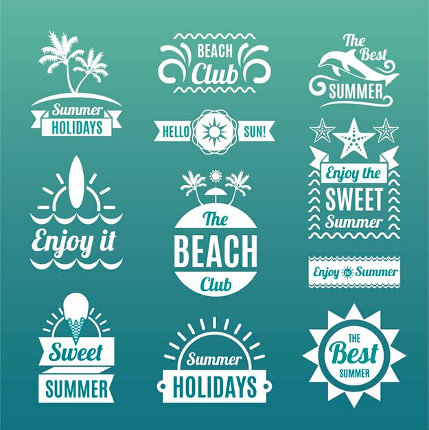 Summer emblems in retro style