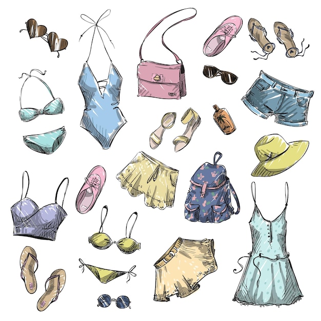 Летняя мода. коллекция летней одежды и аксессуаров