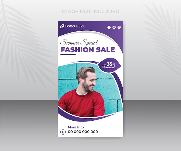 Summer fashion sale social media Instagram stories banner template