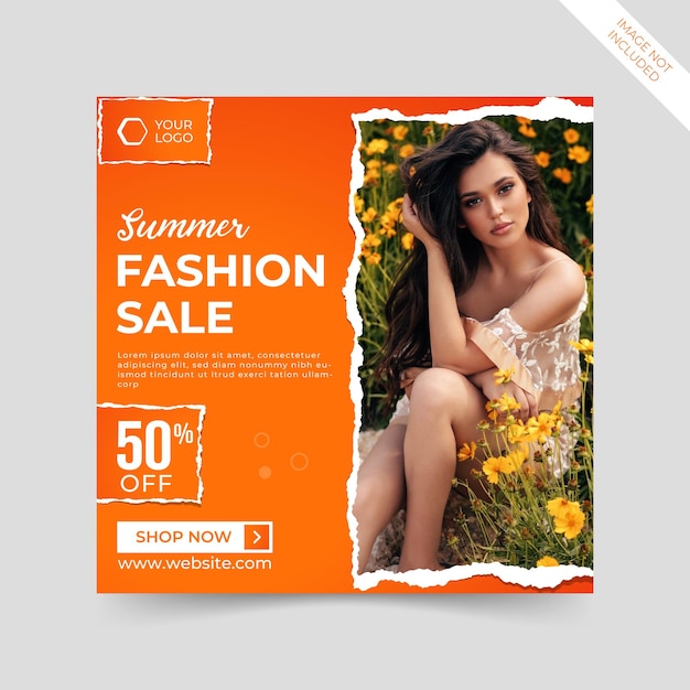 Summer fashion sale social media post banner and  instagram post template