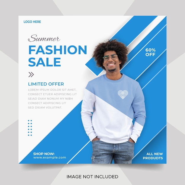 Summer fashion sale social media post template design or fashion sale banner