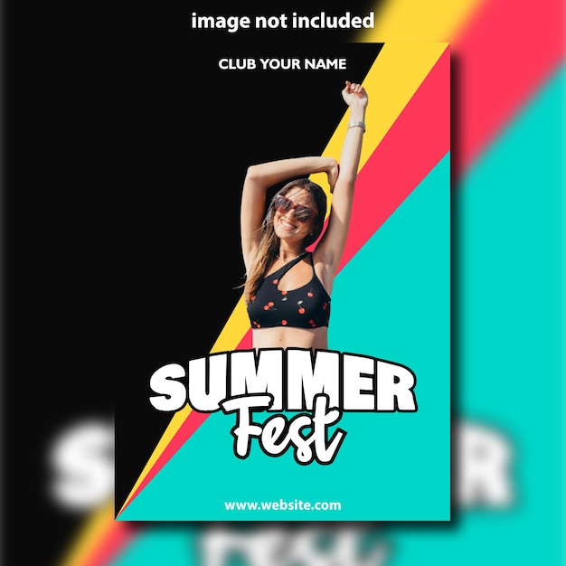 Summer fest flyer poster social media post