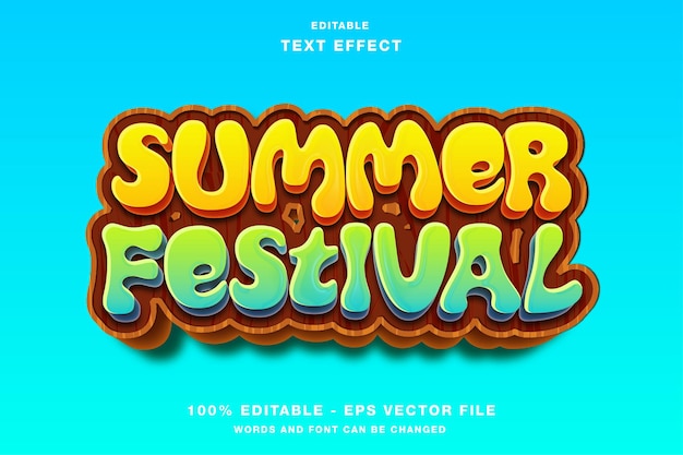 Summer festival cartoon gioco effetto testo modificabile 3d