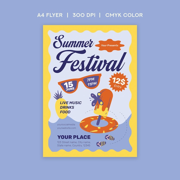 Vector summer festival flyer