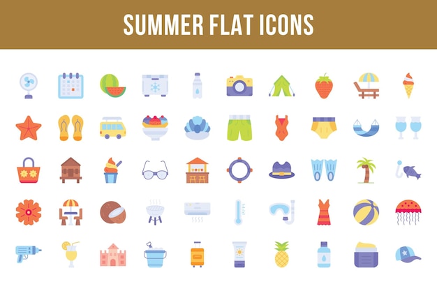 Summer Flat Multicolor Icons