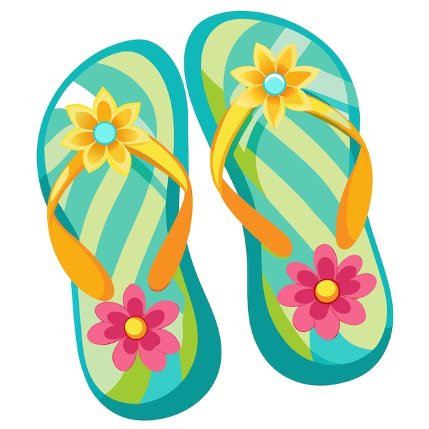 summer flip flop clipart cartoon style vector illustration