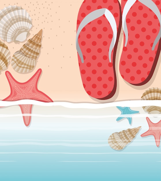 Summer flip flops in the beach design