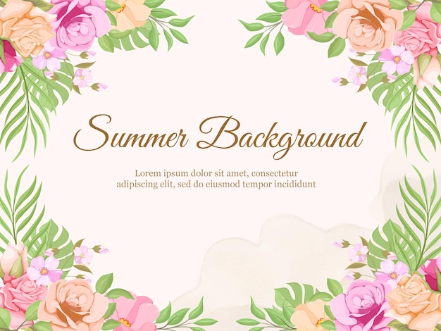 Summer floral frame template.