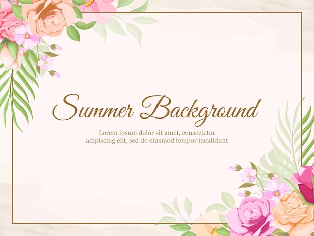 Summer Floral frame Template.