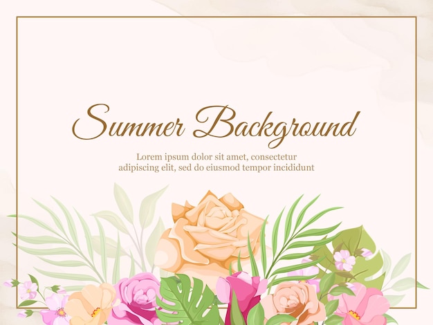 Summer floral frame template.