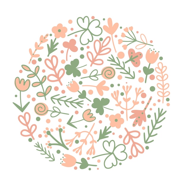 Vector summer floral round template vector illustration