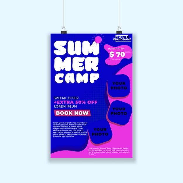 Summer flyer or poster graphic design template easy to customize simple and elegant design
