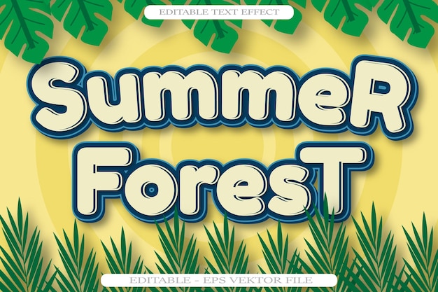 Summer Forest Editable Text Effect 3D Flat Style Design