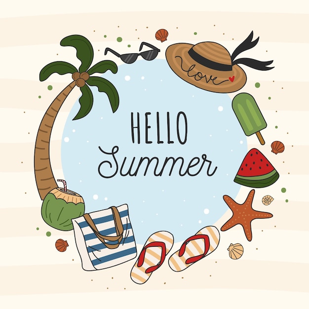 Vector summer frame template hello vacation