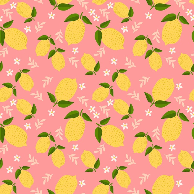 Vector summer fresh lemon seamless pattern