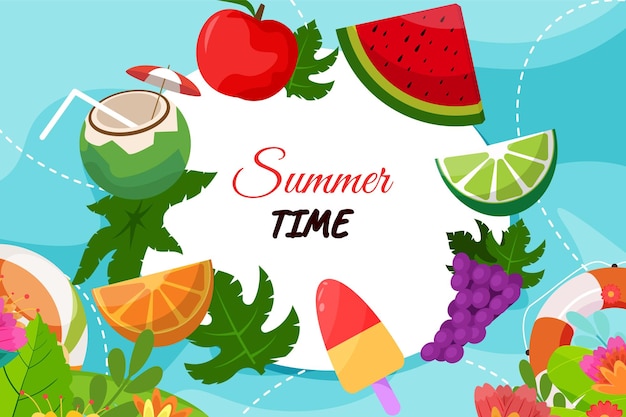 Vector summer fruit elements background