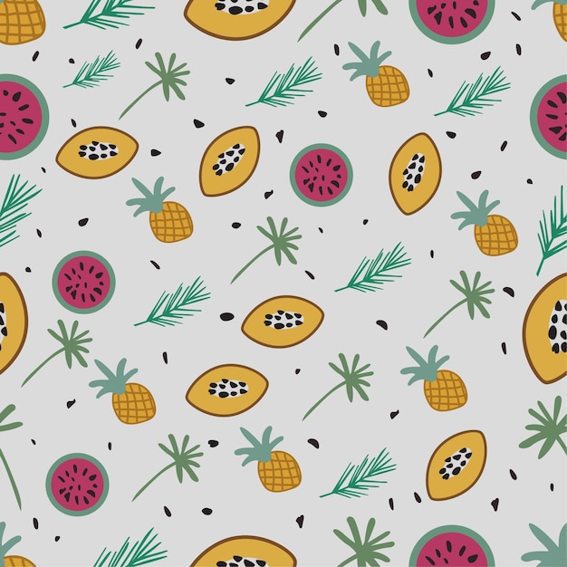 Summer fruit and leaves seamless pattern for fabric website banner textile and wallpaper prints