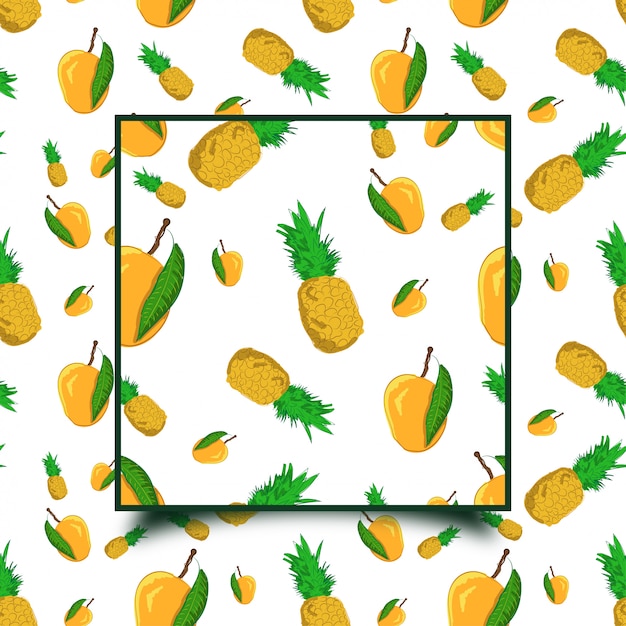 Vector summer fruit seamless hand drawn pattern