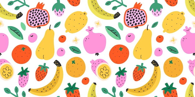 Vector summer fruit seamless pattern