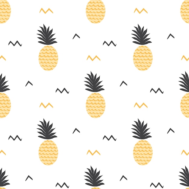 여름 과일 Backround 벡터 여름 원활한 파인애플 패턴 Ananas 인쇄 섬유 직물 Ananas