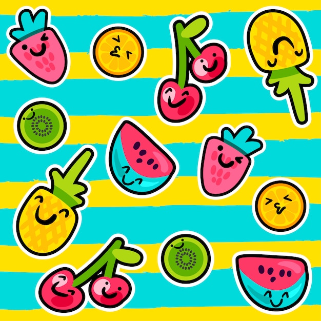 Vector summer fruits patterns