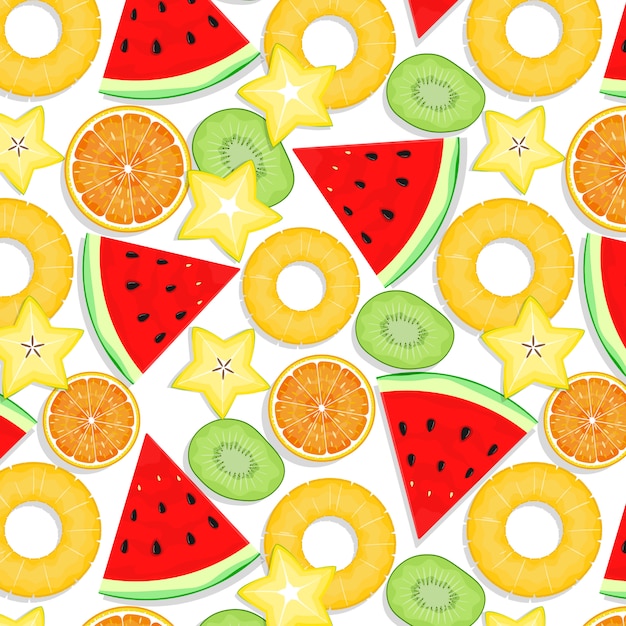 Vector summer fruits seamless pattern