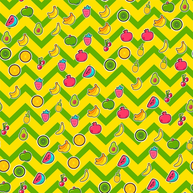 Summer fruits vector seamless pattern