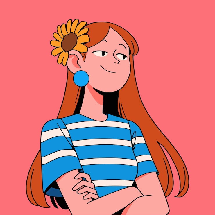Vector サマー・ガール・ウィズ・サンフラワー ハッピー・ウーマンズ・デー