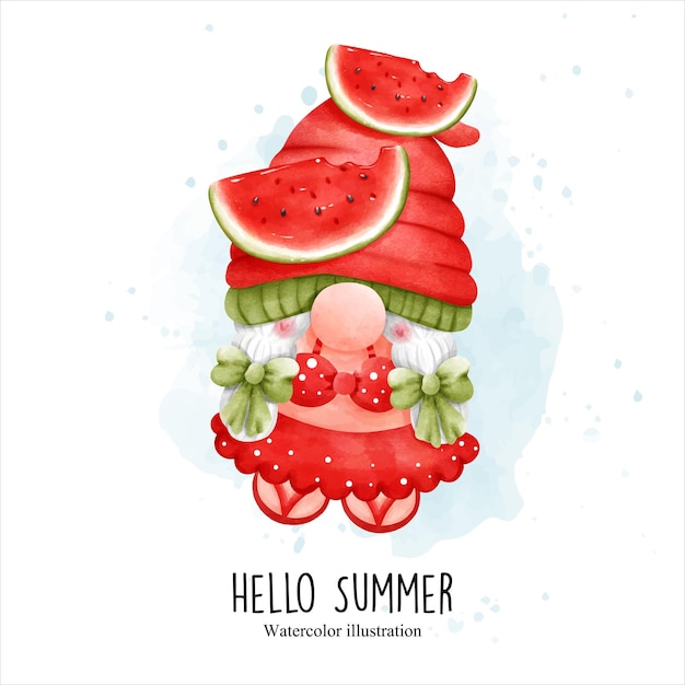 Gnomo estivo hello summer illustrazione vettoriale