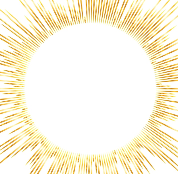 메시지를 위한 공간이 있는 뜨거운 광선 태양광 버스트가 있는 여름 황금색 디스크 배경
