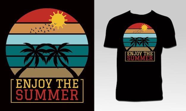 Premium Vector | Summer graphic tee vector design with palm tree silhouette