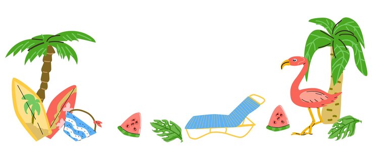 Vector 浜辺の要素で手描いた夏の背景