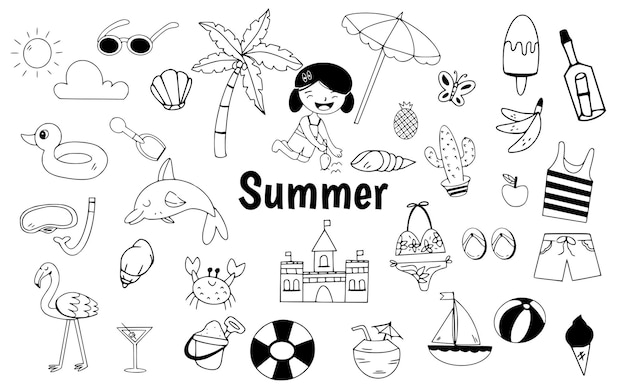 夏の手描きのドゥードル