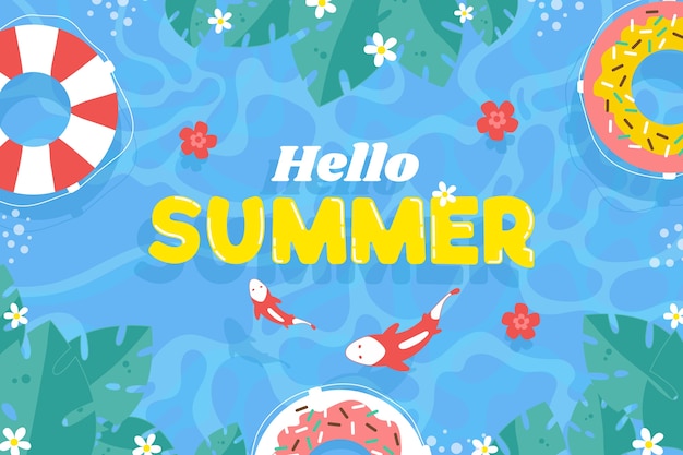 Summer hand drawn flat background