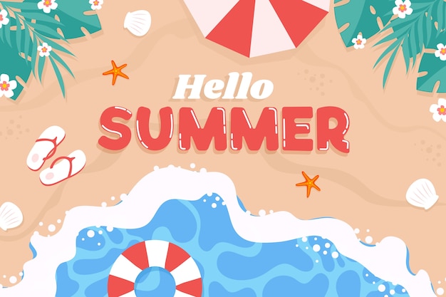 Summer hand drawn flat background