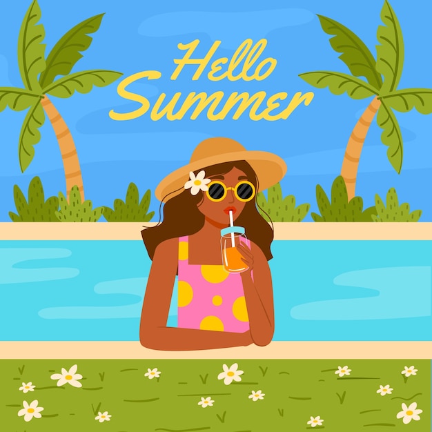 Vector summer hand drawn flat illustration