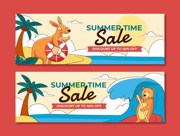 Summer hand drawn flat sale banner