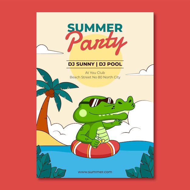 Summer Hand drawn Flat summer party poster