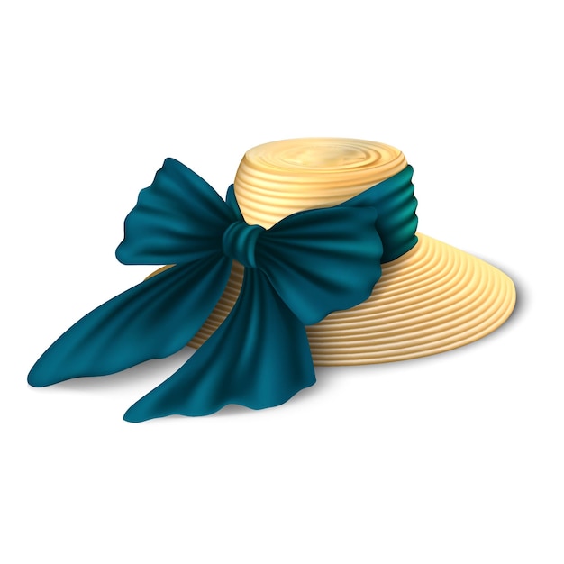 Summer hat with a silk bow. isolated on white background.