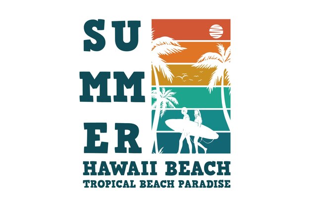 Summer hawaii beach, design in stile retrò nevischio